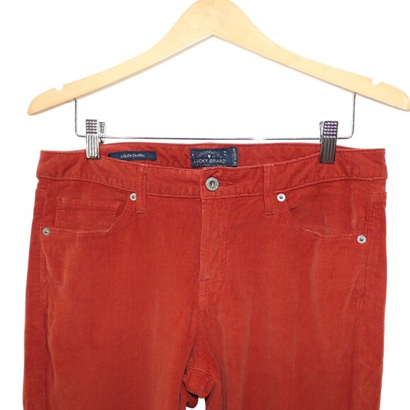 Lucky Brand Lolita Skinny Corduroy Pants Rust Red Stretch Zip Ankle Size 10 - Picture 4 of 9